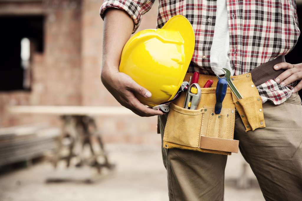 a construction worker standing