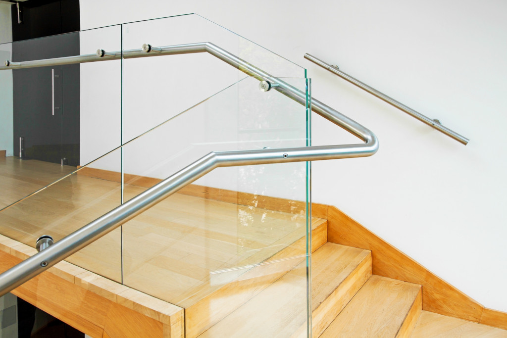 staircase with glass balustrade