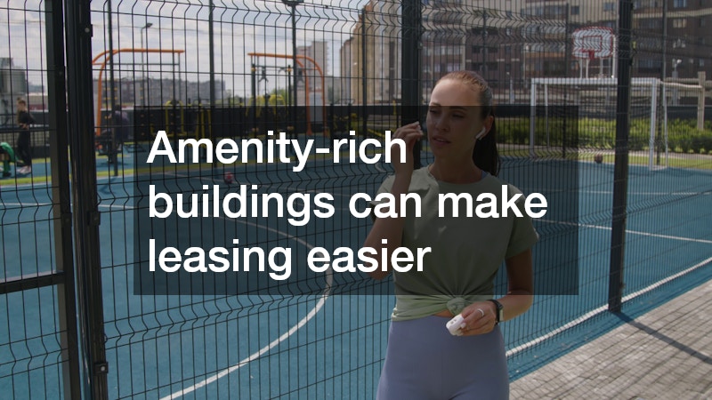 woman wearing athletic clothes on an outdoor condominium basketball court