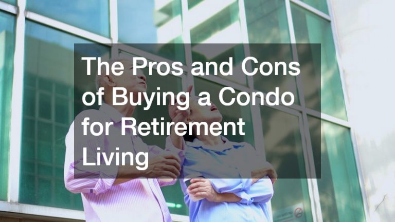 elderly couple pointing at a condominium building